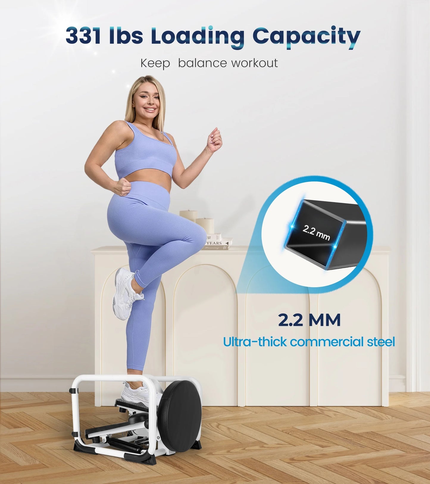 Steppers for Exercise with Twist Stool, Multifunctional Mini Fitness Machine for Full Body Workout, Home Workout Equipment with Resistance Bands & LCD Monitor